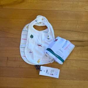 Nwt Joules organic cotton newborn gift sent bibs and Muslim clothes farm print